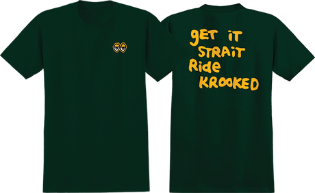 KROOKED STRAIT EYES SS TSHIRT SMALL  FOREST GRN/GOLD