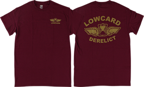 LOWCARD DERELICT SS TSHIRT SMALL BURGUNDY