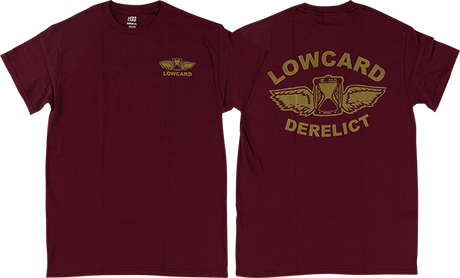 LOWCARD DERELICT SS TSHIRT SMALL BURGUNDY