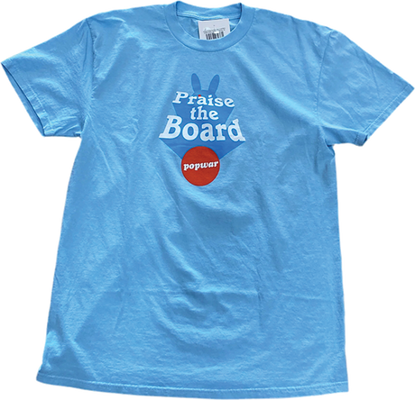 POPWAR PRAISE THE BOARD SS TSHIRT LARGE LT.BLUE