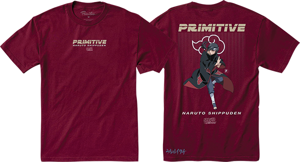 PRIMITIVE NARUTO ITACHI UCHIHA SS TSHIRT SMALL BURGUNDY