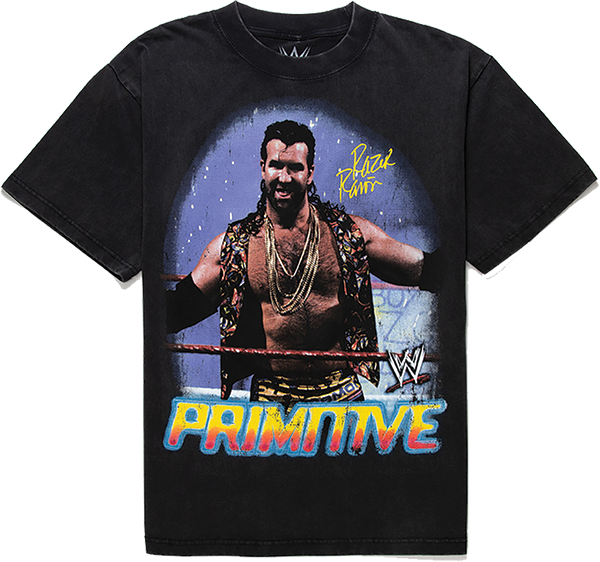 PRIMITIVE WWE RAZOR HEAVYWEIGHT SS TSHIRT MEDIUM BLACK