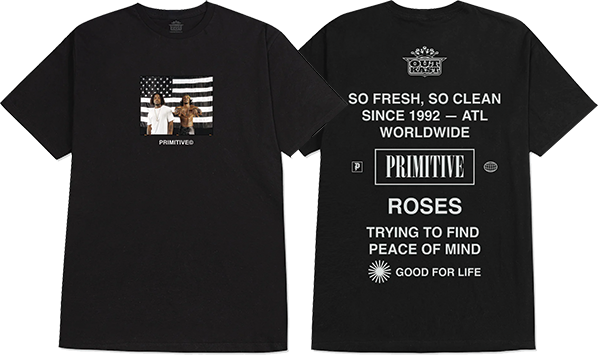 PRIMITIVE STRIPES SS TSHIRT SMALL-BLACK