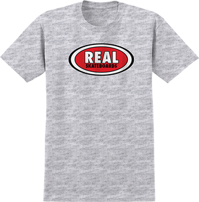 REAL OVAL SS TSHIRT XLARGE ASH/RED
