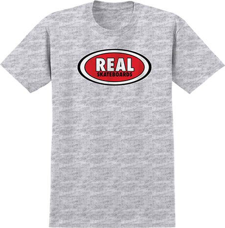 REAL OVAL SS TSHIRT XLARGE ASH/RED