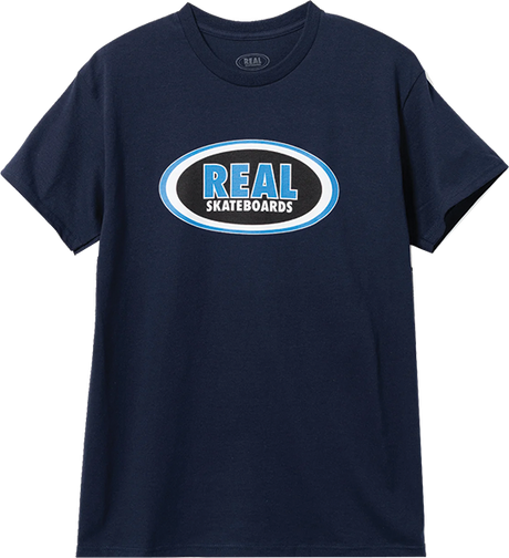 REAL OVAL SS TSHIRT SMALL NAVY BLU BLK WHT
