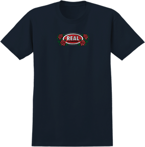 REAL ROSE OVAL SS TSHIRT SMALL TRUE NAVY/MULTI