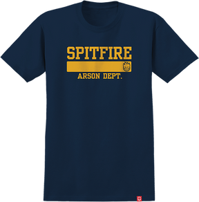 SPITFIRE ARSON DEPT. SS TSHIRT MEDIUM-NAVY/GOLD