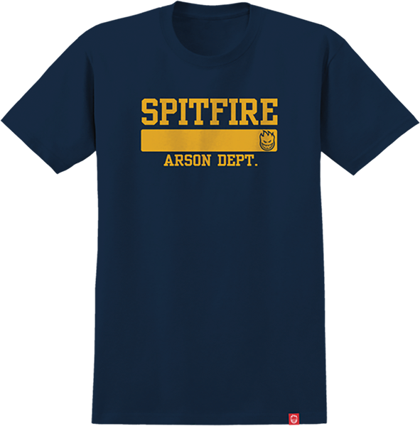 SPITFIRE ARSON DEPT. SS TSHIRT MEDIUM-NAVY/GOLD