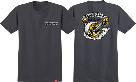 SPITFIRE BURNOUT SS TSHIRT MEDIUM-CHARCOAL