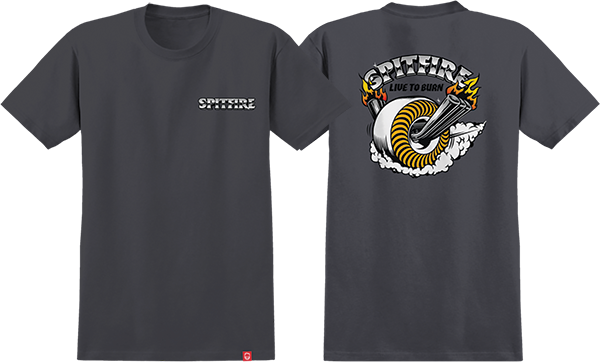 SPITFIRE BURNOUT SS TSHIRT MEDIUM-CHARCOAL