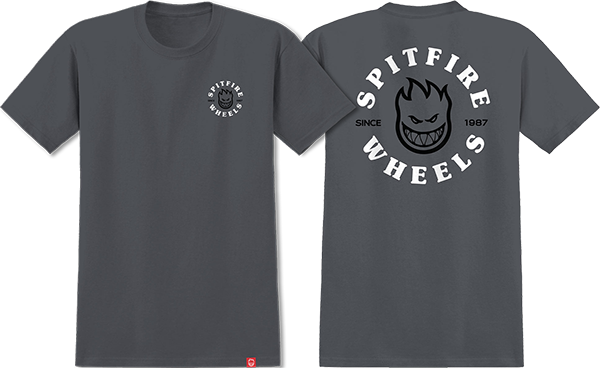 SPITFIRE BIGHEAD CLASS TSHIRTIC SS TSHIRT SMALL CHARCOAL/BLK/WHT