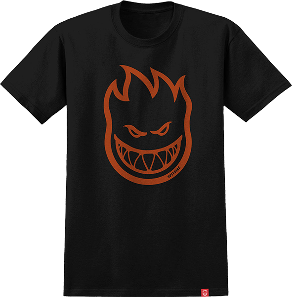 SPITFIRE BIGHEAD SS TSHIRT SMALL BLK BURNT ORANGE
