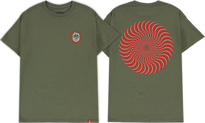 SPITFIRE CLASSIC SWIRL OVERLAY SS TSHIRT SMALL MILITARY GRN RD WT
