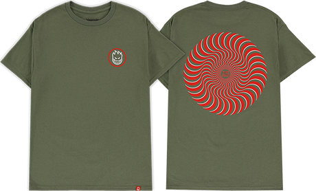 SPITFIRE CLASSIC SWIRL OVERLAY SS TSHIRT SMALL MILITARY GRN RD WT