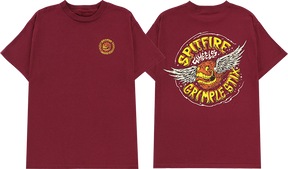 SPITFIRE FLYING GRIMPLE SS TSHIRT SMALL BURGUNDY