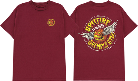 SPITFIRE FLYING GRIMPLE SS TSHIRT MEDIUM BURGUNDY