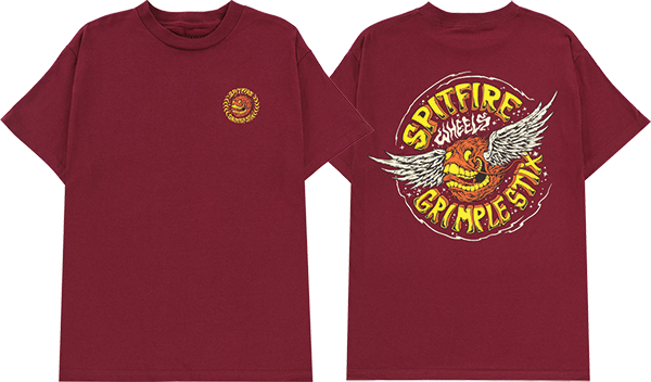SPITFIRE FLYING GRIMPLE SS TSHIRT MEDIUM BURGUNDY
