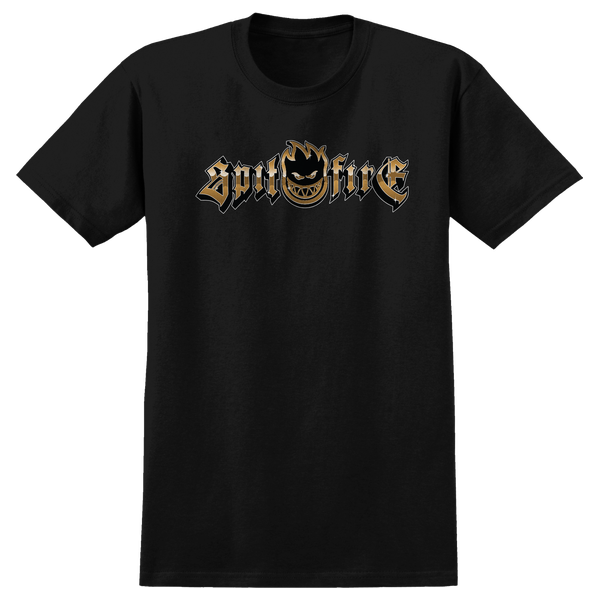 SPITFIRE GOLD CHROME BIGHEAD SS TSHIRT SMALL BLACK