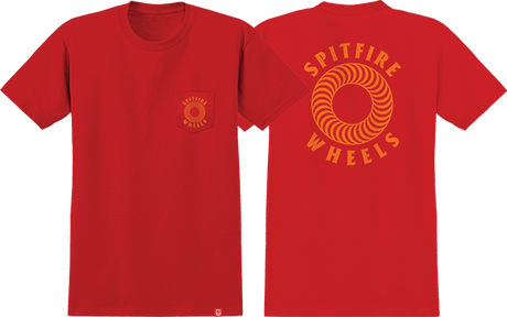 SPITFIRE HOLLOW CLASSIC POCKET SS TSHIRT SMALL RED/ORG