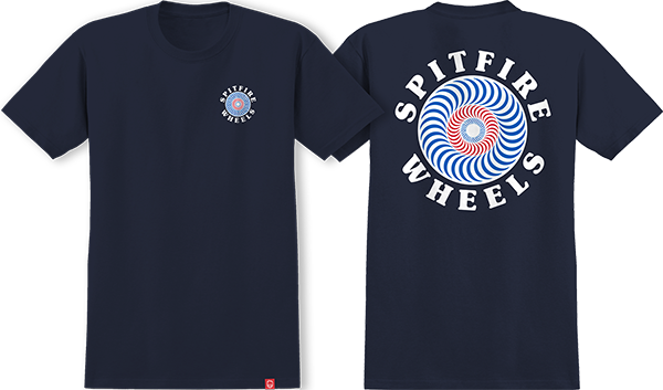 SPITFIRE OG CLASSIC FILL SS TSHIRT SMALL NAVY/WHT/BLU/RED