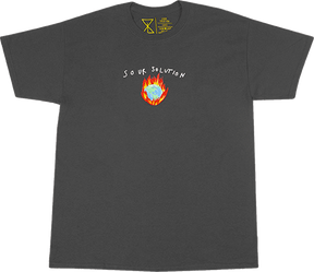 SOUR IN FLAMES SS LARGE  HEATHER GREY