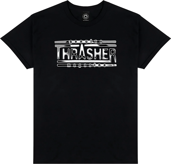THRASHER CHROME GENUINE SS TSHIRT SMALL BLACK
