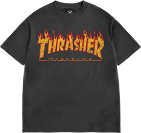 THRASHER FLAME VINTAGE SS TSHIRT LARGE BLACK