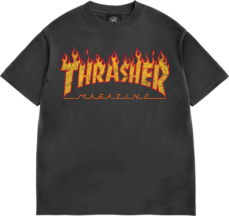 THRASHER FLAME VINTAGE SS TSHIRT LARGE BLACK