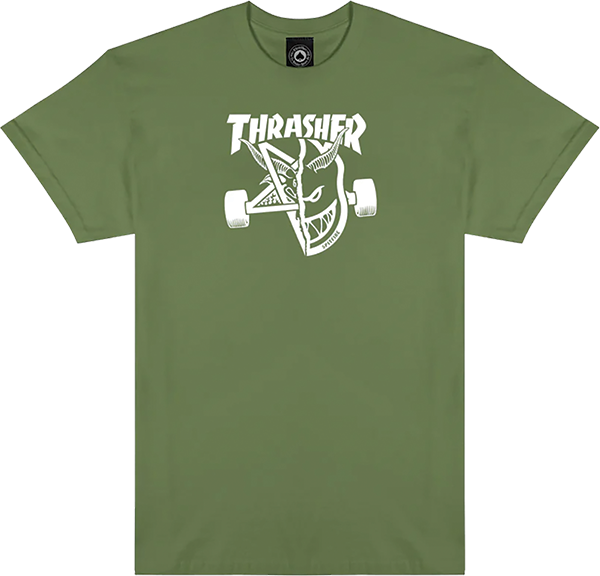 THRASHER SPITFIRE THRASH AND BURN SHORT SLEEVE TSHIRT MEDIUM MILITARY