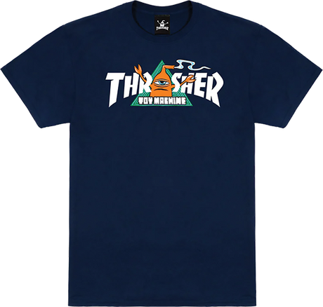THRASHER TOY MACHINE VORTEX SS TSHIRT XLARGE-NAVY