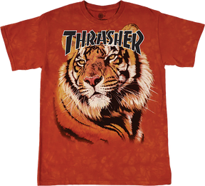 THRASHER TIGER SS TSHIRT MEDIUM ORANGE DYE