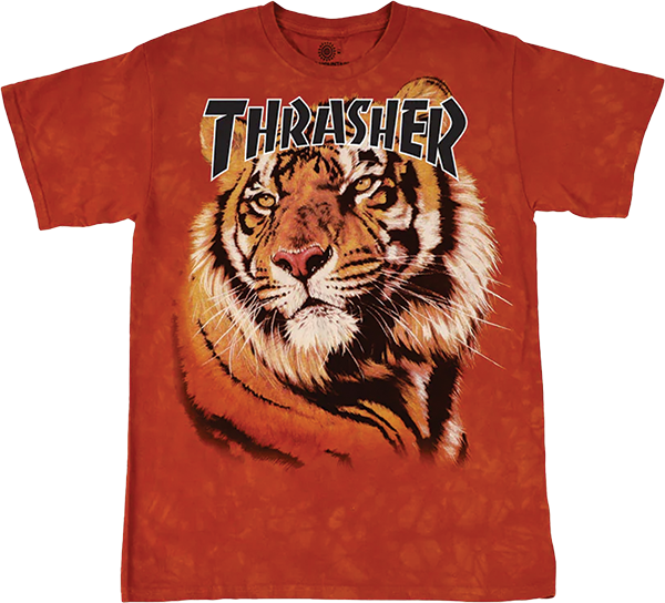 THRASHER TIGER SS TSHIRT LARGE ORANGE DYE