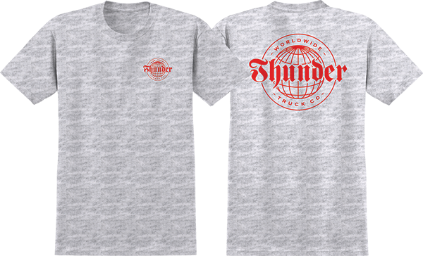 THUNDER WORLDWIDE DBL SS TSHIRT SMALL ASH/RED