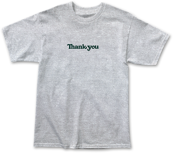 THANK YOU CENTER SS TSHIRT SMALL HEATHER GREY