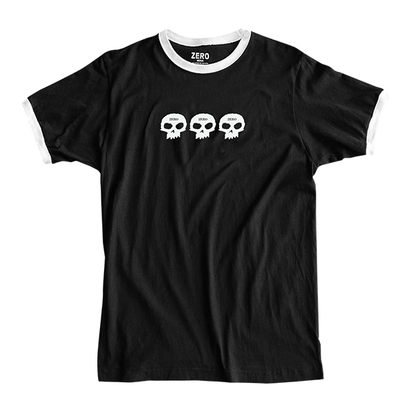 ZERO 3 SKULL RINGER SS TSHIRT MEDIUM BLK/WHT