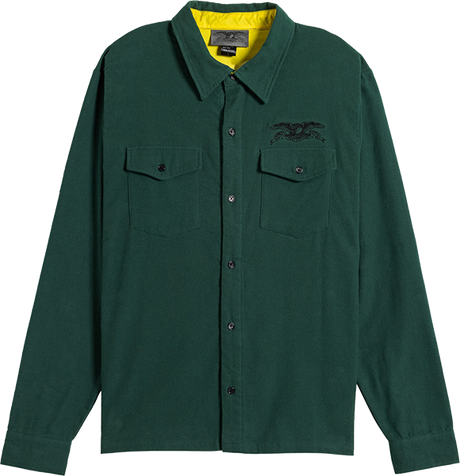 ANTI HERO BASIC EAGLE LS FLANNEL LARGE-DK.GREEN BLK