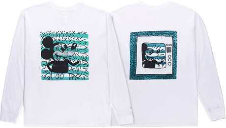 DIAMOND MICKEY AND HARING BOX LS TSHIRT MEDIUM WHITE