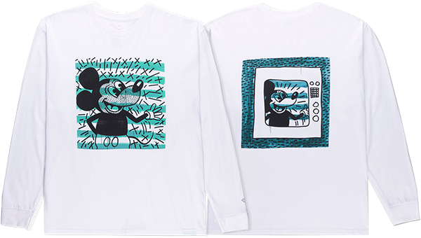 DIAMOND MICKEY AND HARING BOX LS TSHIRT MEDIUM WHITE