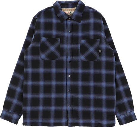 GIRL SHERPA LINED LS FLANNEL L-BLACK