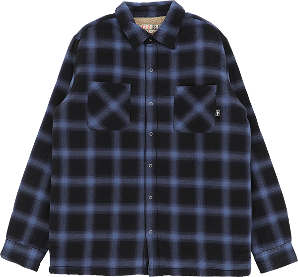GIRL SHERPA LINED LS FLANNEL L-BLACK
