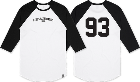 GIRL TEAM RAGLAN 3 4 SLV LARGE-WHITE BLK