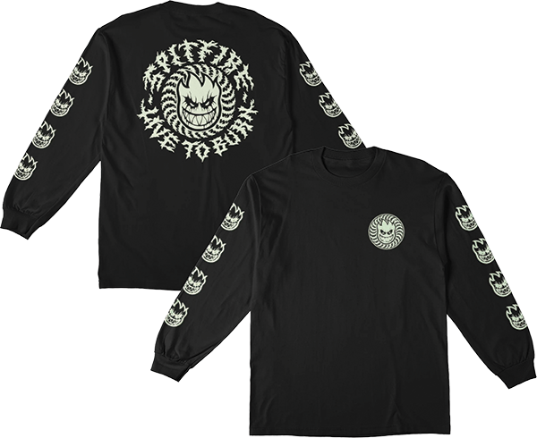 SPITFIRE DEATHMASK CLASSIC SLEEVE GLOW LS SMALL BLACK