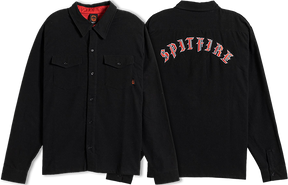 SPITFIRE OLD E EMB FLANNEL LS MEDIUM BLACK