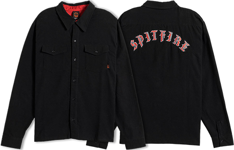 SPITFIRE OLD E EMB FLANNEL LS MEDIUM BLACK