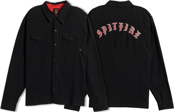 SPITFIRE OLD E EMB FLANNEL LS LARGE  BLACK