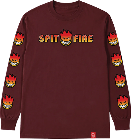 SPITFIRE OG SPLT BGHD FADE FILL  LONGSLEEVE MEDIUM MAROON