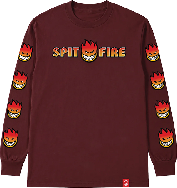 SPITFIRE OG SPLT BGHD FADE FILL  LONGSLEEVE XLARGE MAROON