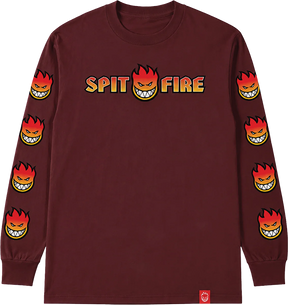 SPITFIRE OG SPLT BGHD FADE FILL  LONGSLEEVE XLARGE MAROON