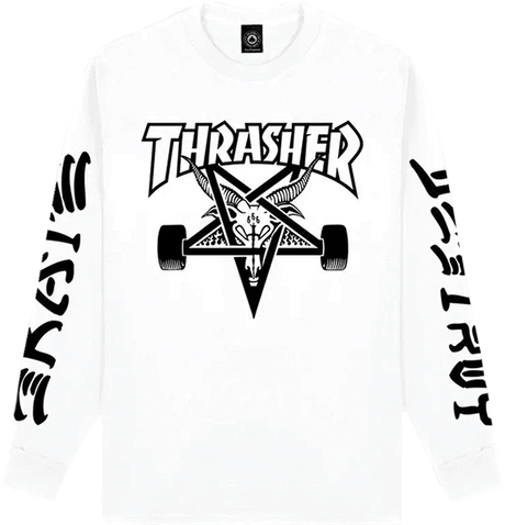THRASHER GOAT DESTROY LONGSLEEVE L-WHITE/BLK